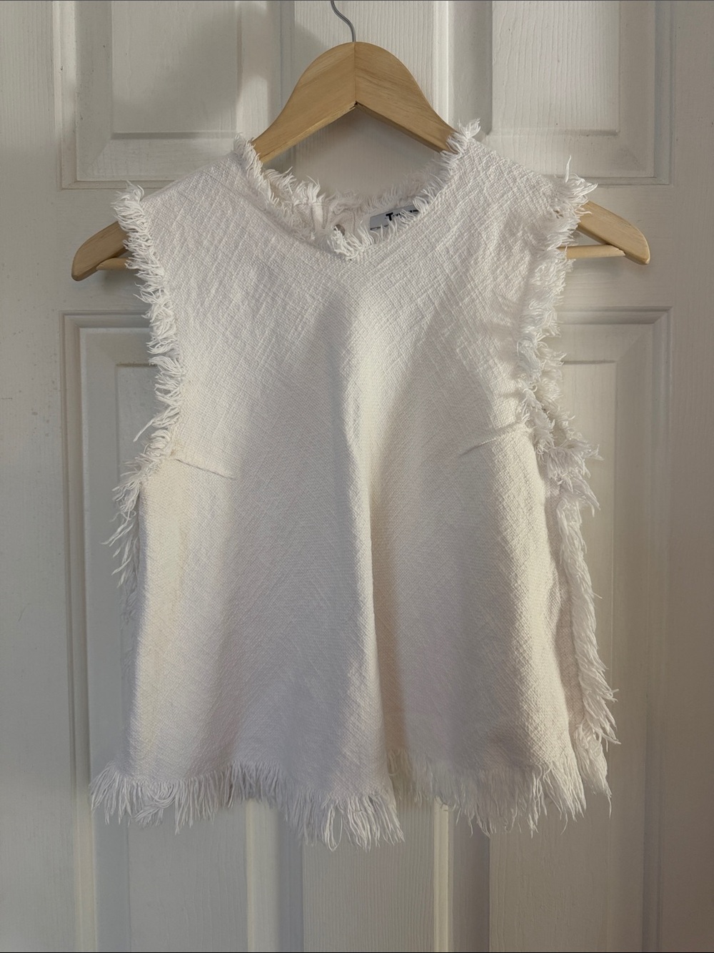 Alexander wang Frayed Edge Sleeveless White Textured Top size 0